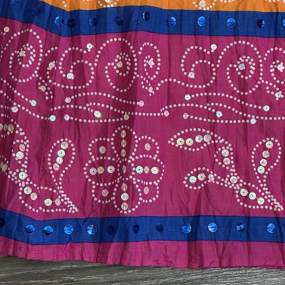 Nygard Womens Maxi Skirt Sequin Beaded Tropical Art To Wear Size 16 Vacation